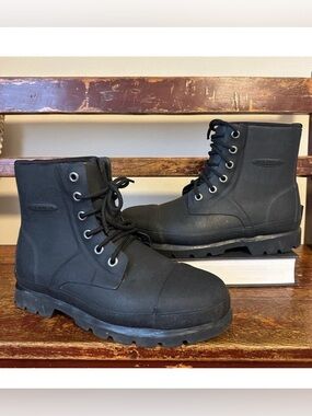Muck Boot Co Black Steel Toe Lace Up Boots Rubber